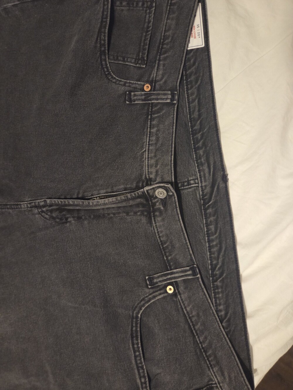 GAP 90's Loosr Mid Rise Black Washed Denim Jeans 35 20